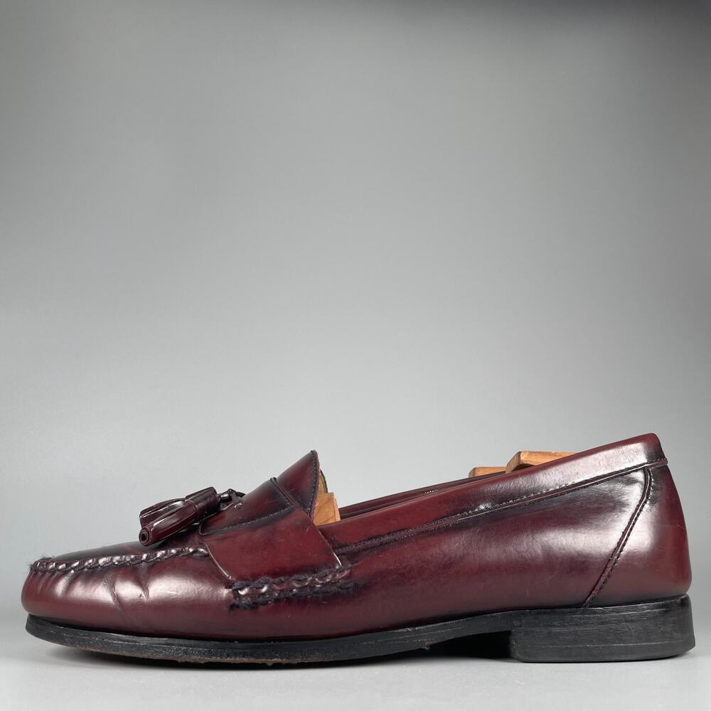 G.H. Bass Men's Size 10.5 D Burgundy Leather Slip On Tassel Loafers Dress Shoes